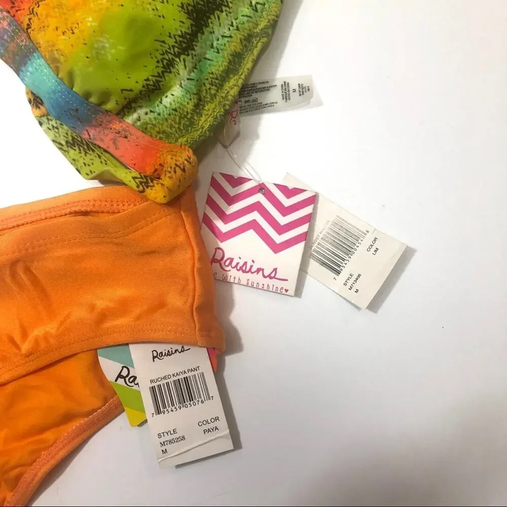 Raisins Orange Lime 2 piece bikini swimsuit Medium